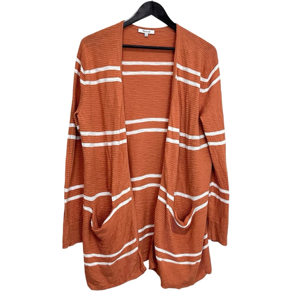 Madewell Orange Stripe Ryder Cardigan